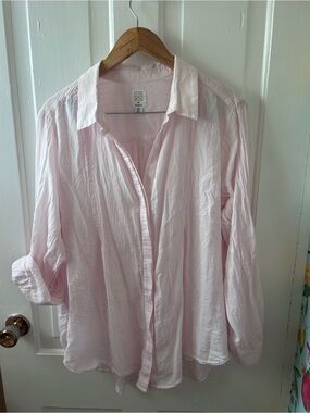 Light Pink Button-Down Shirt - Women's Relaxed Collared Top